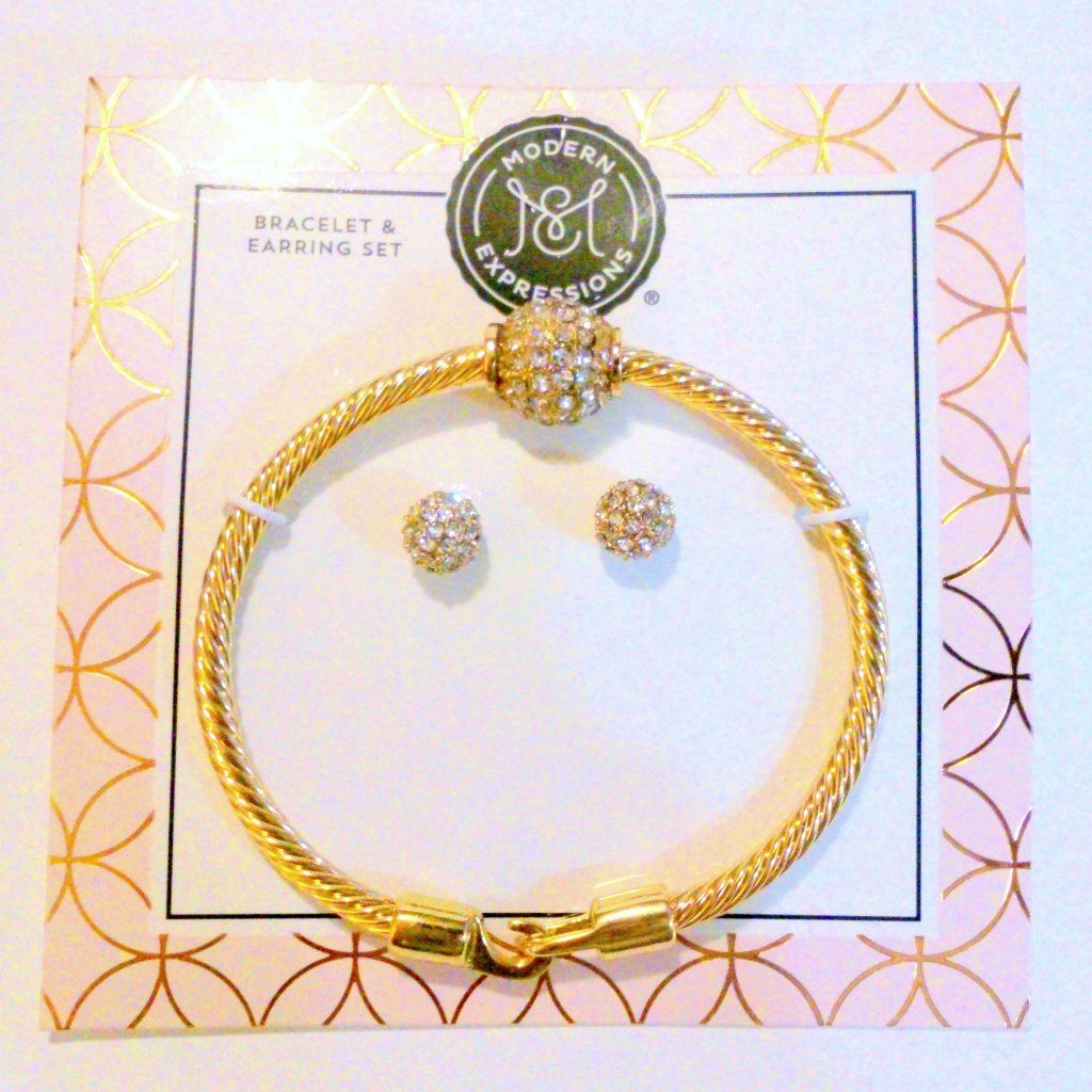 Modern Expressions Pave Set Rhinestone Ball Bracelet & Earrings Demi Set
